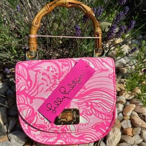 Lilly Pulitzer Vibrant Pink Mini Bag with Bamboo Handle